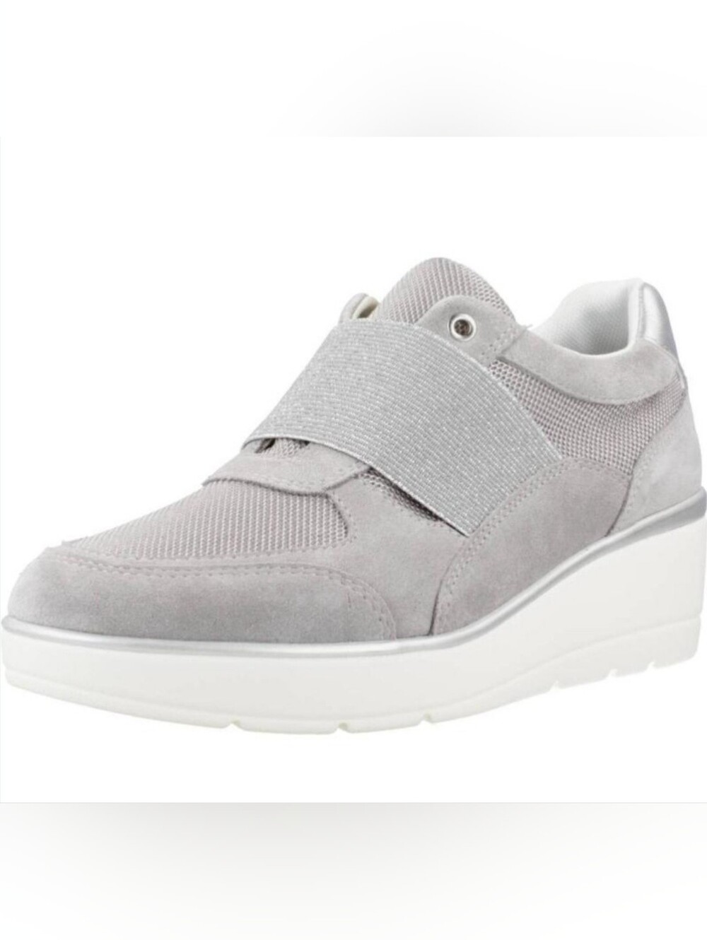 Sz 10 - GEOX Women’s D Ilde Silver Gray Platform Sneakers